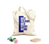 AILOONG Bolsas de compras de poliéster y algodón Tela de 340g/m² de grosor Quaet Hablando Y Empezando a Hacer Tipografía Reutilizable
