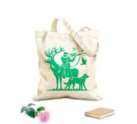 AILOONG Bolsas de compras de poliéster y algodón Tela de 340g/m² de grosor Silueta de papá en escena de caza de ciervos Reutilizable