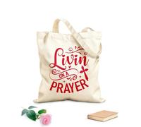 AILOONG Bolsas de compras de poliéster y algodón Viviendo en una oración Tela de 340g/m² de grosor Reutilizable
