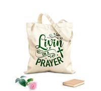 AILOONG Bolsas de compras de poliéster y algodón Viviendo en una oración Tela de 340g/m² de grosor Reutilizable