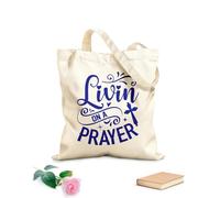 AILOONG Bolsas de compras de poliéster y algodón Viviendo en una oración Tela de 340g/m² de grosor Reutilizable