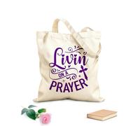 AILOONG Bolsas de compras de poliéster y algodón Viviendo en una oración Tela de 340g/m² de grosor Reutilizable