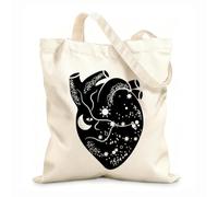 AILOONG Bolsas de lona con estampados personalizables astrología surrealista del corazón Tela de 12 oz de grosor Combina con la ropa 31x36cm Mediano