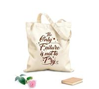AILOONG Bolsas de lona con estampados personalizables Cita motivacional que dice que el diseño solo fracasa, no lo intentes. Tela de 340g/m² de grosor Combina con la ropa