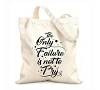 AILOONG Bolsas de lona con estampados personalizables Cita motivacional que dice que el diseño solo fracasa, no lo intentes. Tela de 12 oz de grosor Combina con la ropa 35x40cm Grande