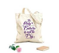 AILOONG Bolsas de lona con estampados personalizables Cita motivacional que dice que el diseño solo fracasa, no lo intentes. Tela de 340g/m² de grosor Combina con la ropa