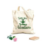 AILOONG Bolsas de lona con estampados personalizables Citas motivacionales que dicen sí a nuevas aventuras. Tela de 340g/m² de grosor Combina con la ropa