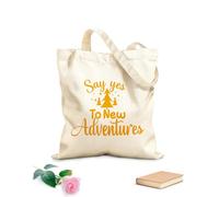 AILOONG Bolsas de lona con estampados personalizables Citas motivacionales que dicen sí a nuevas aventuras. Tela de 340g/m² de grosor Combina con la ropa