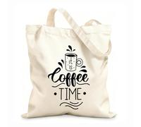 AILOONG Bolsas de lona con estampados personalizables Despierta, es hora del café, pausa para el café. Tela de 12 oz de grosor Combina con la ropa 25x30cm Pequeño