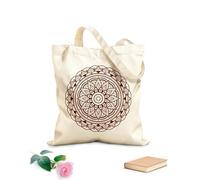 AILOONG Bolsas de lona con estampados personalizables Dibujo de mandala circular con henna mehndi y patrones geométricos intrincados. Tela de 340g/m² de grosor Combina con la ropa