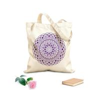 AILOONG Bolsas de lona con estampados personalizables Dibujo de mandala circular con henna mehndi y patrones geométricos intrincados. Tela de 340g/m² de grosor Combina con la ropa