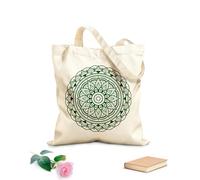 AILOONG Bolsas de lona con estampados personalizables Dibujo de mandala circular con henna mehndi y patrones geométricos intrincados. Tela de 340g/m² de grosor Combina con la ropa