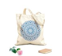 AILOONG Bolsas de lona con estampados personalizables Dibujo de mandala circular con henna mehndi y patrones geométricos intrincados. Tela de 340g/m² de grosor Combina con la ropa