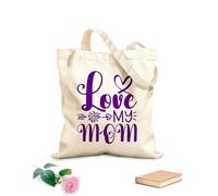 AILOONG Bolsas de lona con estampados personalizables Diseño de taza con frase Amo a mi mamá para el Día de la Madre Tela de 340g/m² de grosor Combina con la ropa