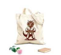 AILOONG Bolsas de lona con estampados personalizables El dinosaurio karateka se encuentra en posición de combate listo Tela de 340g/m² de grosor Combina con la ropa