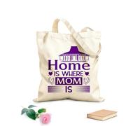 AILOONG Bolsas de lona con estampados personalizables El hogar es donde está mamá Día de la Madre Tela de 340g/m² de grosor Combina con la ropa