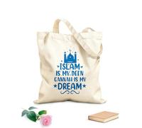 AILOONG Bolsas de lona con estampados personalizables El Islam es mi religión, Gannah es mi sueño, citas y letras sobre religión musulmana. Tela de 340g/m² de grosor Combina con la ropa