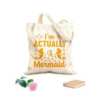 AILOONG Bolsas de lona con estampados personalizables En realidad soy una sirena Tela de 340g/m² de grosor Combina con la ropa