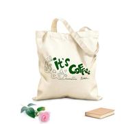 AILOONG Bolsas de lona con estampados personalizables Es hora del café frase estilo garabato de tinta Tela de 340g/m² de grosor Combina con la ropa