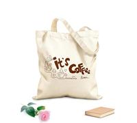 AILOONG Bolsas de lona con estampados personalizables Es hora del café frase estilo garabato de tinta Tela de 340g/m² de grosor Combina con la ropa