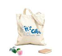 AILOONG Bolsas de lona con estampados personalizables Es hora del café frase estilo garabato de tinta Tela de 340g/m² de grosor Combina con la ropa