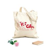 AILOONG Bolsas de lona con estampados personalizables Es hora del café frase estilo garabato de tinta Tela de 340g/m² de grosor Combina con la ropa