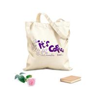 AILOONG Bolsas de lona con estampados personalizables Es hora del café frase estilo garabato de tinta Tela de 340g/m² de grosor Combina con la ropa