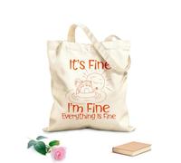 AILOONG Bolsas de lona con estampados personalizables Está bien, estoy bien, todo está bien. Tela de 340g/m² de grosor Combina con la ropa