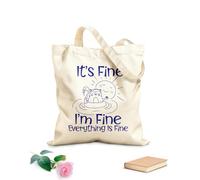 AILOONG Bolsas de lona con estampados personalizables Está bien, estoy bien, todo está bien. Tela de 340g/m² de grosor Combina con la ropa