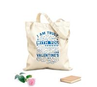 AILOONG Bolsas de lona con estampados personalizables Estoy realmente enamorado de ti, feliz día de San Valentín, tipografía, diseño del día de San Valentín. Tela de 340g/m² de grosor
