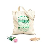 AILOONG Bolsas de lona con estampados personalizables Estoy realmente enamorado de ti, feliz día de San Valentín, tipografía, diseño del día de San Valentín. Tela de 340g/m² de grosor
