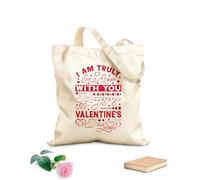 AILOONG Bolsas de lona con estampados personalizables Estoy realmente enamorado de ti, feliz día de San Valentín, tipografía, diseño del día de San Valentín. Tela de 340g/m² de grosor