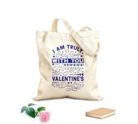 AILOONG Bolsas de lona con estampados personalizables Estoy realmente enamorado de ti, feliz día de San Valentín, tipografía, diseño del día de San Valentín. Tela de 340g/m² de grosor