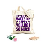 AILOONG Bolsas de lona con estampados personalizables gráfico de hockey sobre hielo el hockey sobre hielo me hace feliz a ti no tanto Tela de 340g/m² de grosor Combina con la ropa