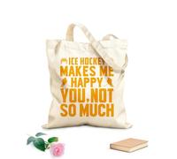 AILOONG Bolsas de lona con estampados personalizables gráfico de hockey sobre hielo el hockey sobre hielo me hace feliz a ti no tanto Tela de 340g/m² de grosor Combina con la ropa
