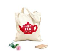 AILOONG Bolsas de lona con estampados personalizables Haz té, no la guerra: letras y citas Tela de 340g/m² de grosor Combina con la ropa
