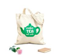 AILOONG Bolsas de lona con estampados personalizables Haz té, no la guerra: letras y citas Tela de 340g/m² de grosor Combina con la ropa