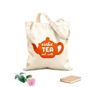 AILOONG Bolsas de lona con estampados personalizables Haz té, no la guerra: letras y citas Tela de 340g/m² de grosor Combina con la ropa