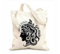 AILOONG Bolsas de lona con estampados personalizables hindú shiva dios cabeza silueta vactor Tela de 12 oz de grosor Combina con la ropa 25x30cm Pequeño