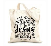 AILOONG Bolsas de lona con estampados personalizables Hoy solo estoy hablando con Jesús Tela de 12 oz de grosor Combina con la ropa 25x30cm Pequeño