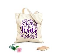 AILOONG Bolsas de lona con estampados personalizables Hoy solo estoy hablando con Jesús Tela de 340g/m² de grosor Combina con la ropa