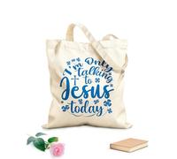 AILOONG Bolsas de lona con estampados personalizables Hoy solo estoy hablando con Jesús Tela de 340g/m² de grosor Combina con la ropa