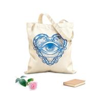 AILOONG Bolsas de lona con estampados personalizables Ilustración de adorno de corazón con el ojo que todo lo ve de Dios dibujado a mano Tela de 340g/m² de grosor Combina con la ropa