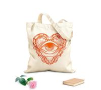 AILOONG Bolsas de lona con estampados personalizables Ilustración de adorno de corazón con el ojo que todo lo ve de Dios dibujado a mano Tela de 340g/m² de grosor Combina con la ropa