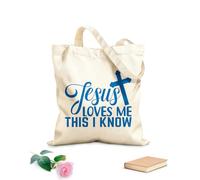 AILOONG Bolsas de lona con estampados personalizables Jesús me ama, esto lo sé, archivo cortado Tela de 340g/m² de grosor Combina con la ropa