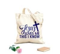 AILOONG Bolsas de lona con estampados personalizables Jesús me ama, esto lo sé, archivo cortado Tela de 340g/m² de grosor Combina con la ropa