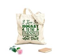 AILOONG Bolsas de lona con estampados personalizables Me encanta el hockey sobre hielo hasta la luna y de regreso. Tela de 340g/m² de grosor Combina con la ropa