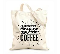 AILOONG Bolsas de lona con estampados personalizables No necesito a nadie, necesito café. Tela de 12 oz de grosor Combina con la ropa 25x30cm Pequeño