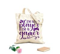 AILOONG Bolsas de lona con estampados personalizables No soy un jugador, soy un juego, citas de juegos y Tela de 340g/m² de grosor Combina con la ropa