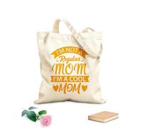 AILOONG Bolsas de lona con estampados personalizables No soy una mamá normal, soy una mamá genial, diseño tipográfico para el Día de la Madre. Tela de 340g/m² de grosor Combina con la ropa